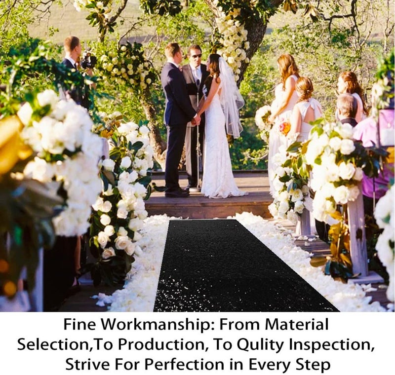 ShinyBeauty 2FT x 15FT Black Sequin Aisle Runner | Glitter Carpet for Wedding Ceremony, Party, and Prom Events - Image 2